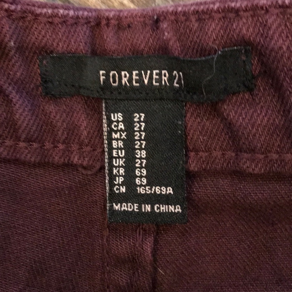 Burgundy Frayed Hem Shorts - Picture 3 of 4